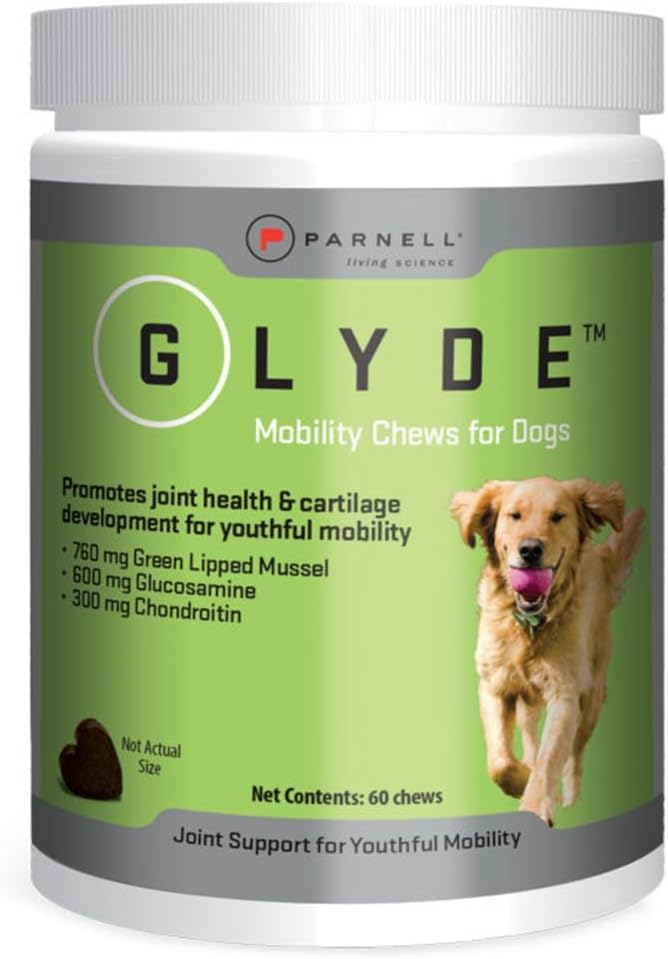 Glyde Mobility Chews for Dogs  Hip & Joint Supplement with Glucosamine, Chondroitin & Green-Lipped Mussel  Supports Arthritis Relief, Flexibility & Mobility  60 Soft Chews