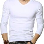 Sunshine Code Men's Seamless V-Neck Slim Fit Long Sleeve T-Shirt Undershirt Base Layer Top for Muscular Build