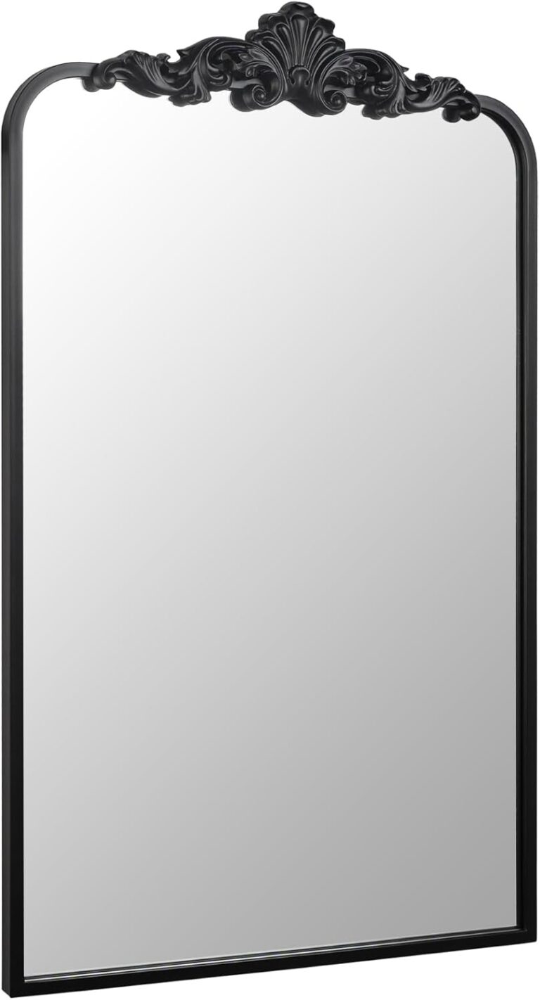 Ruomeng Traditional Wall Mirror, Black Bathroom Mirror Baroque Inspired Wall Dcor, Accent Mirror for Vanity Entryway and Living Room, 19 x 30.5