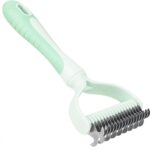 Dematting Comb for Dog and Cat, 2 In 1 Double Sided Pet Grooming Brush, Undercoat Rake Deshedding Tool for Small, Medium & Large Dogs Cat Tangles Removing