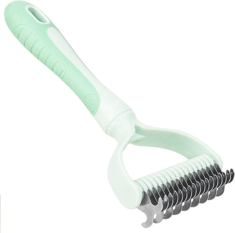 Dematting Comb for Dog and Cat, 2 In 1 Double Sided Pet Grooming Brush, Undercoat Rake Deshedding Tool for Small, Medium & Large Dogs Cat Tangles Removing