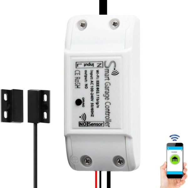 Smart WiFi Garage Door Opener Remote Controller, Smartphone App Control, Compatible with Alexa, Google Assistant and IFTTT, No Hub Required