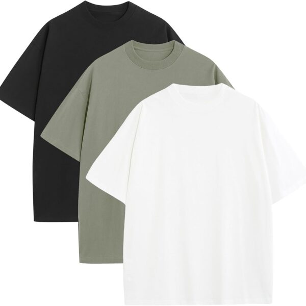 Mens Oversized T-Shirts Fashion Loose Fit Crewneck Tshirt Streetwear Heavyweight Short Sleeve Tee Shirt Gym Workout Tops