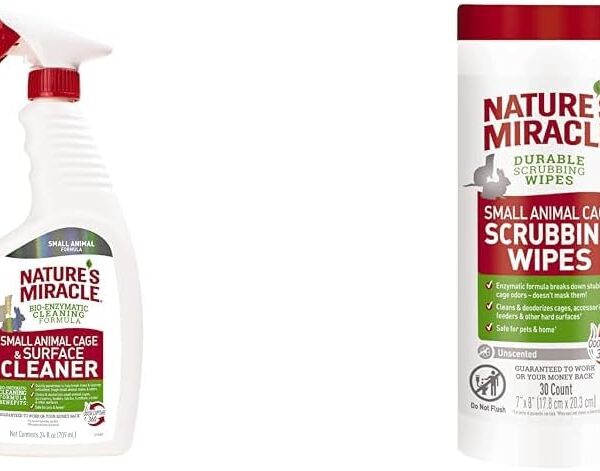 Nature's Miracle Small Animal Cage Cleaner & 30 Count Scrubbing Wipes Bundle