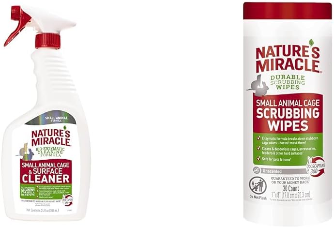 Nature's Miracle Small Animal Cage Cleaner & 30 Count Scrubbing Wipes Bundle