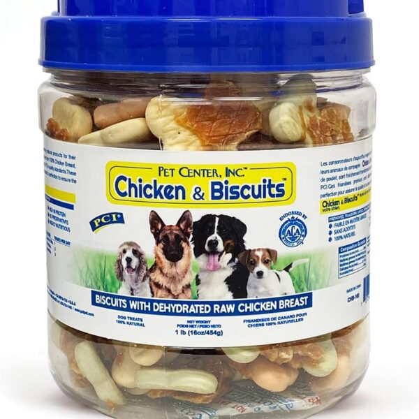 PCI Pet Center Inc. Chicken & Biscuits, Biscuits wrapped with Chicken Breasts Dog Treats, 1 Pound Container