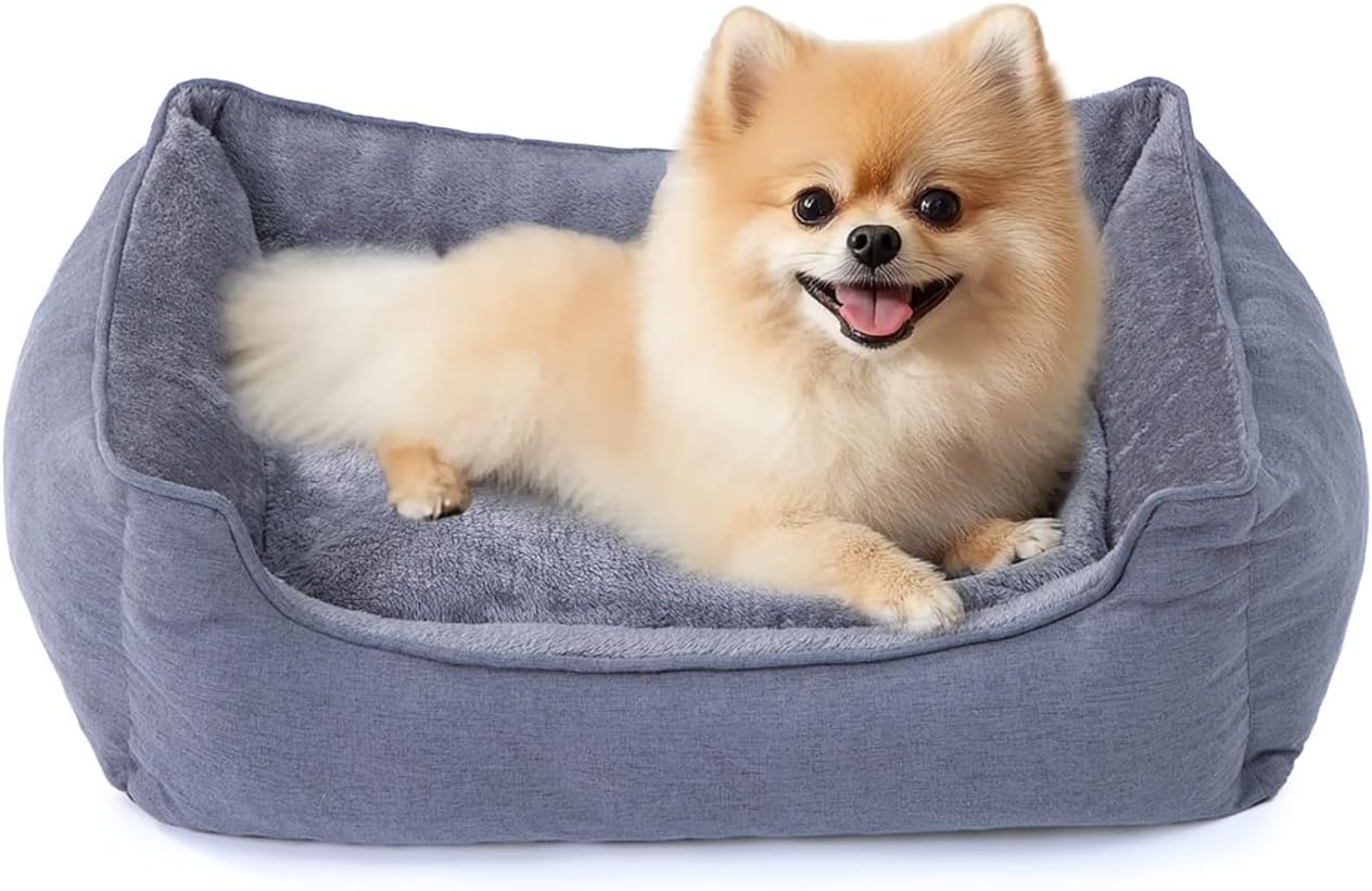 Makigued Rectangle Dog Bed for Small Dogs Washable Pet Bed with Bolster Sides Non-Slip Bottom Pet Sofa Waterproof Lining Durable Pet Cuddler, Dark Grey, 21x 16x 6.3 in Makigued Rectangle Dog Bed for Small Dogs Washable Pet Bed with Bolster Sides Non-Slip Bottom Pet Sofa Waterproof Lining Durable Pet Cuddler, Dark Grey, 21x 16x 6.3 in