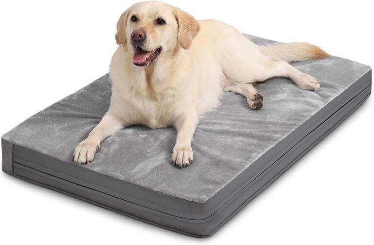 Vonabem Waterproof Dog Bed Large Medium Sized Dogs - Outdoor Orthopedic Crate Pad, Washable Pet Beds Removable Cover, Egg Crate Foam Support, Durable Anti-Slip Kennel Pads 35"x22", Gray