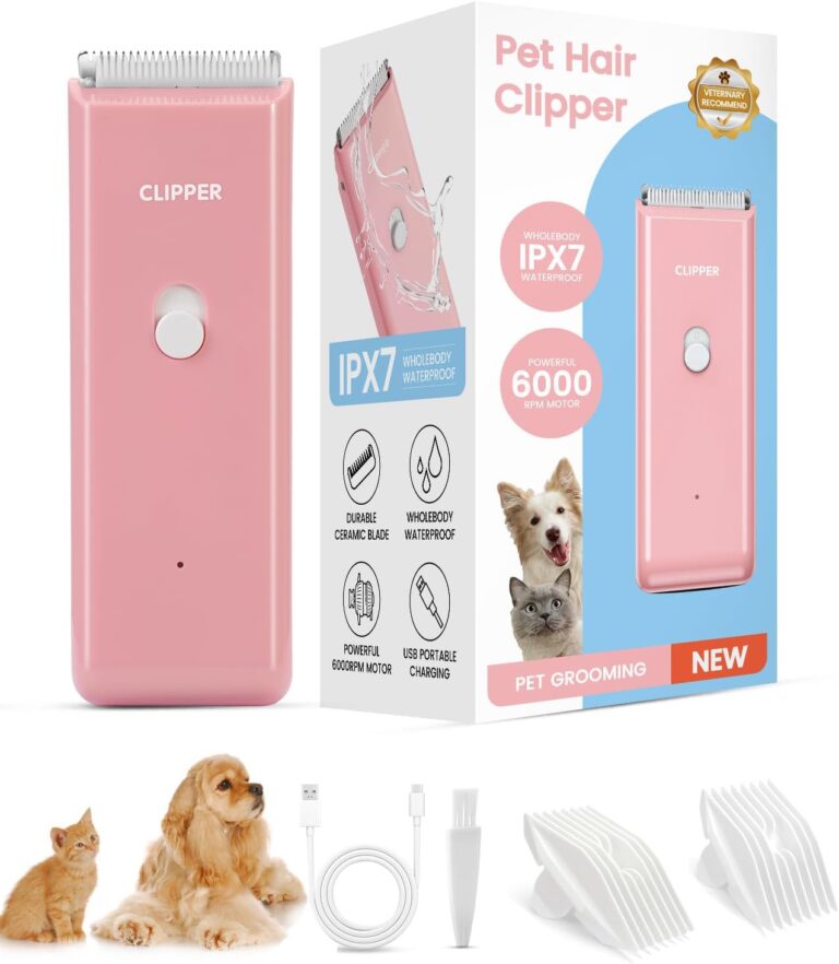 Tawiijou Pet Clippers for Dog Hair Grooming Low Noise, Rechargeable Cordless Cat Shaver with Ceramic Blade,Portable Pet Hair Trimmer for Matted & Long Hair
