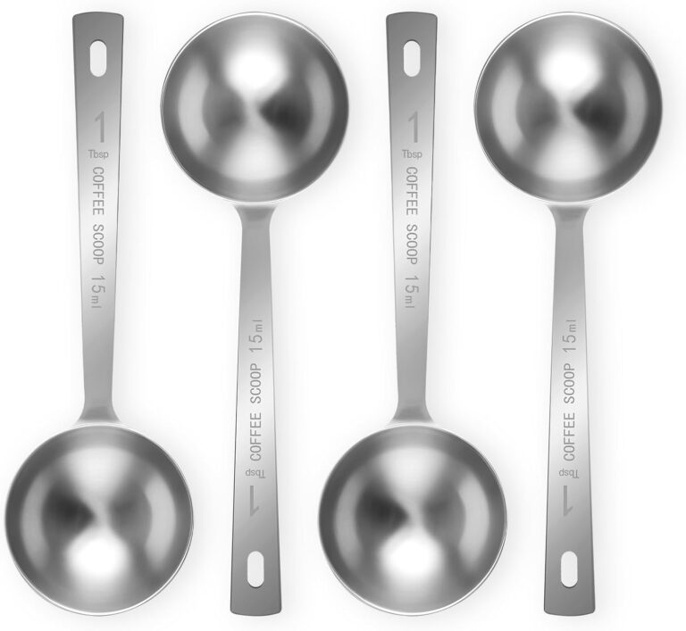 Flezoo 4Pcs Coffee Scoop Spoon - 1 Tablespoon 15ML Stainless Steel Long Handle Measuring Spoons for Ground Coffee, Loose Tea and Powder