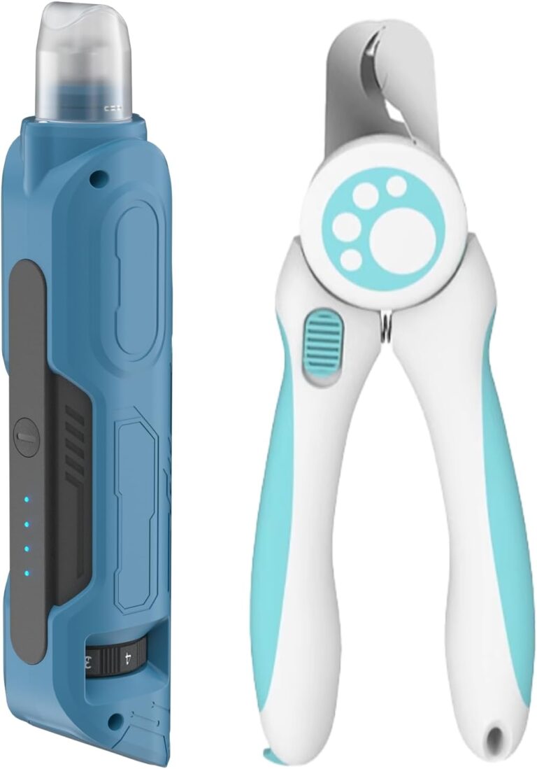PAPIFEED Dog Nail Clippers & Grinder Kit  Quiet Dog Nail Grinder with Trimmers, 6-Speed Adjustable, Dual LED Lights, Dust-Proof Cover, Type-C Rechargeable for Dogs & Cats (Blue)