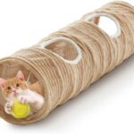 Cat Tunnel for Indoor Cats,Cats Toys Collapsible Tunnel Straight Tube with a Fun Ball and 2 Holes,Cat Play Tunnels,for Rabbits, Ferrets, Puppies & Large Pets,Diameter 11.8 Inch