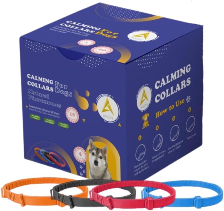 Agon Calming Collar for Dogs  Natural Pheromones for Anxiety & Stress Relief  Adjustable Up to 25  Waterproof, Fast-Acting & Long-Lasting (60 Days)  4 Pack