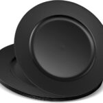13'' Charger Plates Black Plastic Heavy Duty Disposable Dinner Chargers Serveware Dishes Platters Tableware Pack of 12