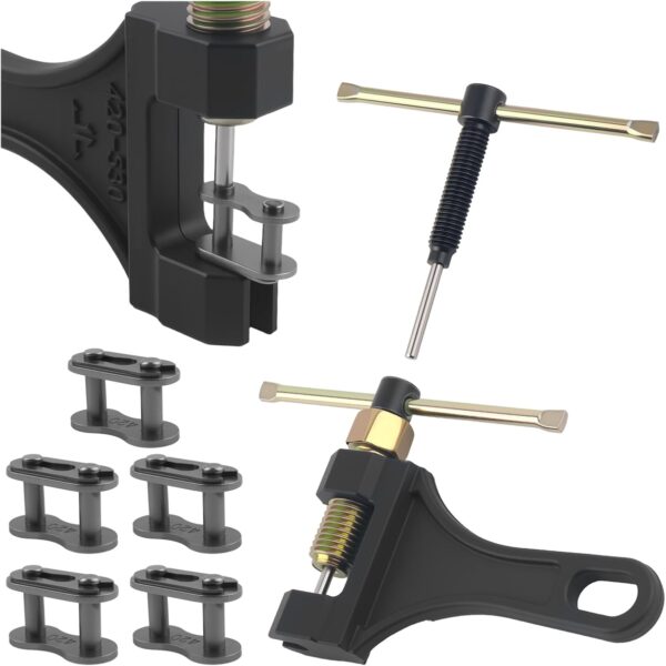 Motorcycle Chain Breaker with 420 Chain Master Link,Motorcycle Chains Tool Kit with Breaker Thimble,Professional Chains Removal Tool Kit for 530 525 520 428 420 415 410