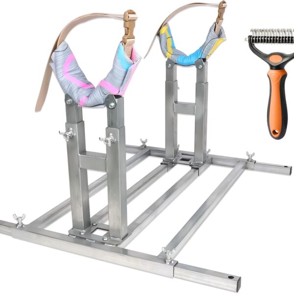 Dog Breeding Stand, Stainless Steel Breeding Stand for Dogs, Shoulder Height 17.5 IN-35.5 IN,Pet Fixed Bracket for Medium to Large Dogs,Adjustable Height and Length,Strong Grooming Breeding StandL