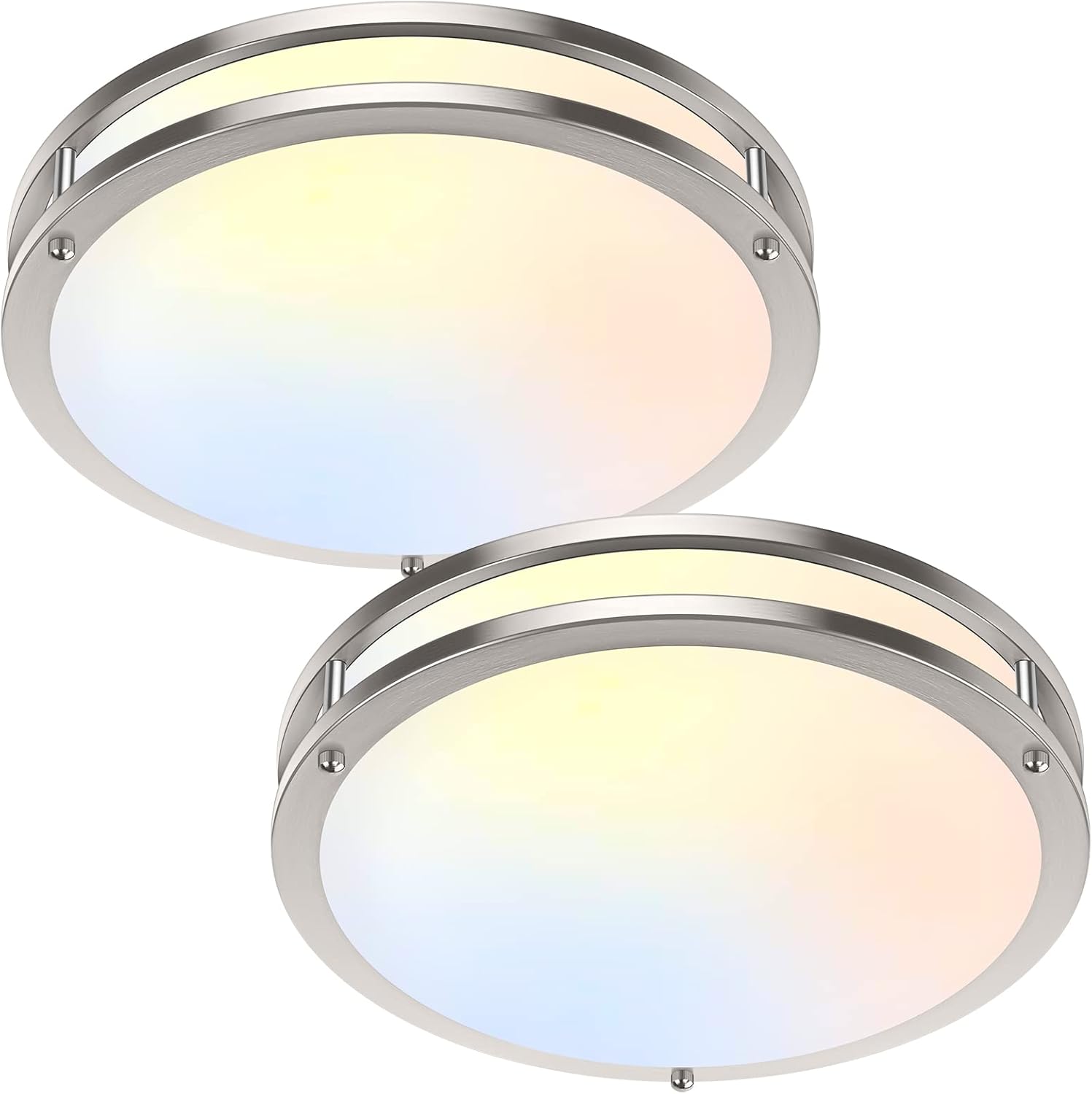 36W LED Ceiling Lights 3600lm Super Bright, Dimmable Flush Mount Light Fixtures 6500K/5000K/4000K/3000K/2700K Adjusted Modern Ceiling Lights 2PACK, 13 Inch Ceiling Lamps for Bedroom Kitchen, Nickle 36W LED Ceiling Lights 3600lm Super Bright, Dimmable Flush Mount Light Fixtures 6500K/5000K/4000K/3000K/2700K Adjusted Modern Ceiling Lights 2PACK, 13 Inch Ceiling Lamps for Bedroom Kitchen, Nickle