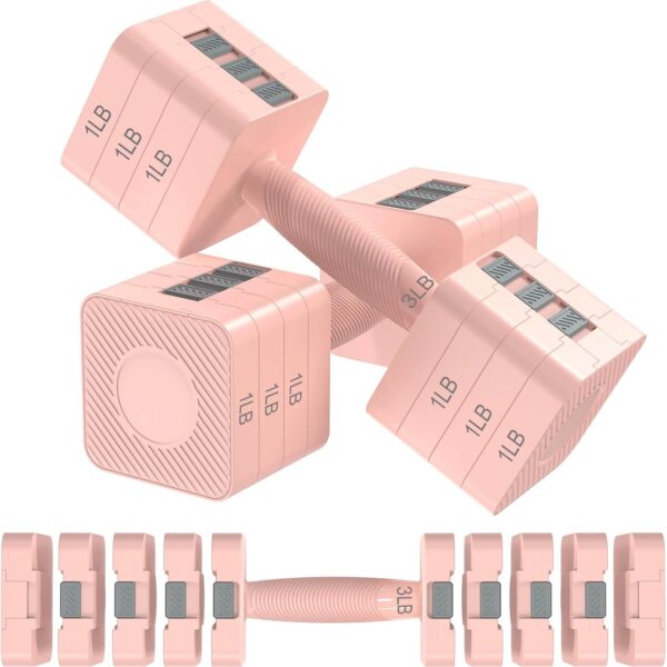 22LBS Adjustable Dumbbells Set, Hand Weights Sets with 5 Levels 3lb, 5lb, 7lb, 9lb, 11lb, Adjustable Weight Dumbbells for Women/Men Home Gym Full Body Workout