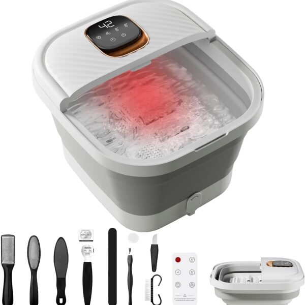 ACKLEAP Collapsible Foot Spa with Heat, Foldable Foot Bath Massager with Temperature Control Touchscreen, Foot Massage Rollers, Pedicure Spa for Home, Office, Relaxation, Gift for Men & Women