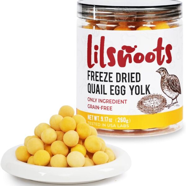 LILSNOOTS Freeze Dried Quail Egg Yolk 9.2oz Single Ingredient Pet Treats for Dogs, Cats, Healthy Freeze-Dried Pet Food Grain&Gluten&Rawhide Free No Additives Training Treats