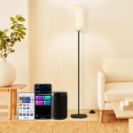 YHW Floor Lamp Works with Alexa & Google 2.4G Remote RGB + Color Temperatures Bright Dimmable Smart LED Lamp, Living Room Standing Tall Pole Modern Black Floor Lamp for Bedroom/Nursery/Office/Corner.