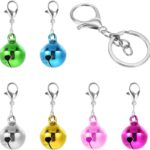 7PCS Cat Collar Bell Multicolor Pet Jingle Bells for Dog Collars, Metal Round Loud Crisp Sound Collar Charms with Keychain Clasps, Small Animal Training Pendant Accessories, Christmas Decoration