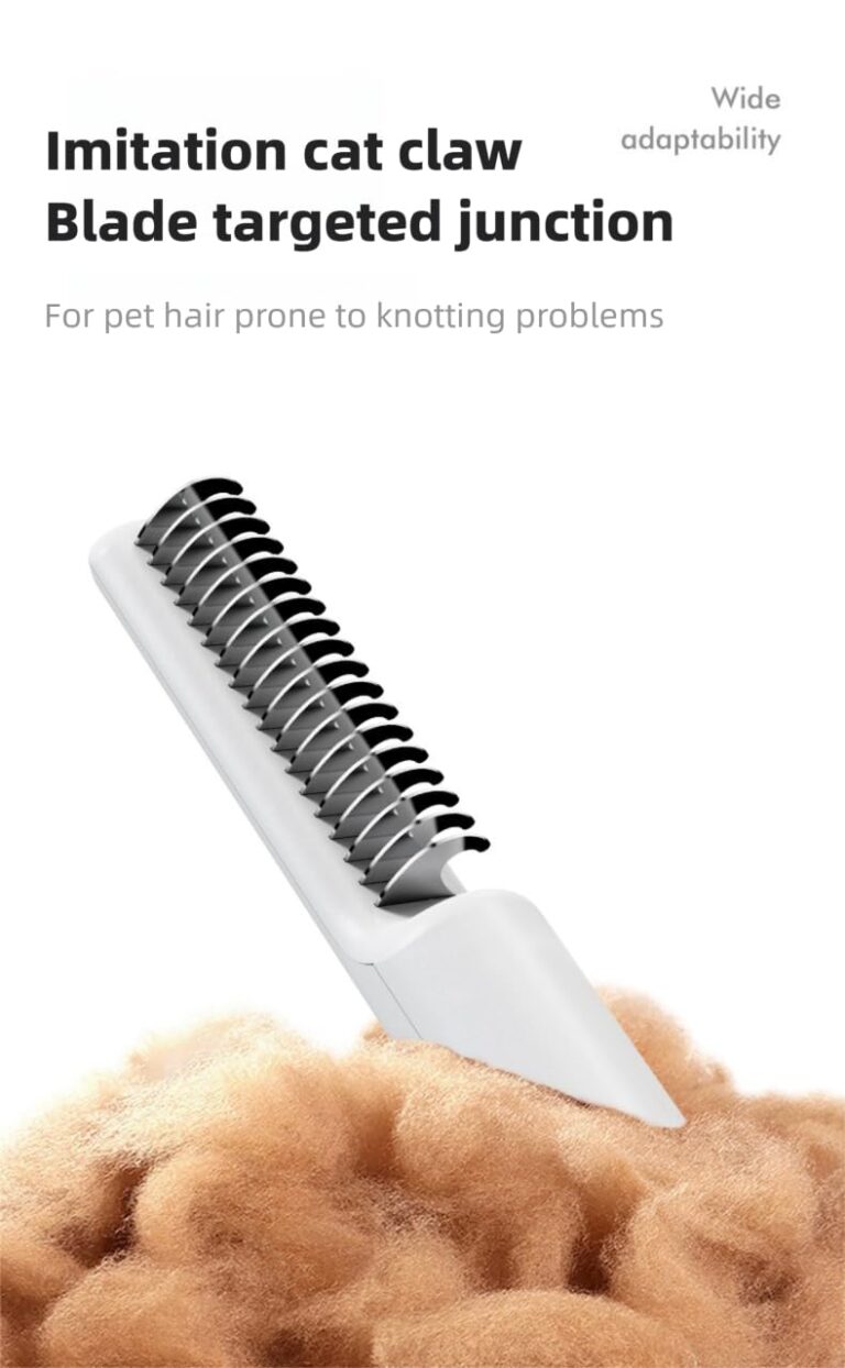 Pet Grooming CombThinning & Detangling Brush with Cat-Claw Inspired Blades - Safe Dematting Tool for Long-Haired Cats/Dogs, Ergonomic Grip, Summer Cooling Solution