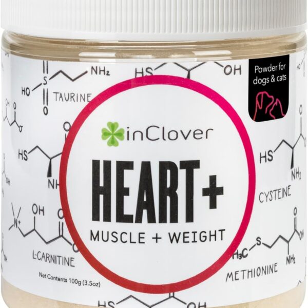 InClover Heart+ Dog and Cat Cardiac Health Supplement - Taurine Supplement for Dogs and Cats - Supports Heart & Immune Health, Pet Supplement for Weight Management & Senior Pet Health