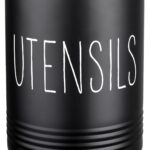 Kitchen Utensil Holder, 6.7" Utensil Holder for Kitchen Counter, Cooking Utensil Crock with Cork Bottom, Modern Farmhouse Decor, Countertop Utensil Storage Organizer Caddy, Black