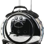 qorkhogr Portable Pet Trolley Case with Silent Wheels,Clear Ventilation Holes Cat Dog Carrier with Telescopic Handle,Perfect for Outdoor Adventures Black