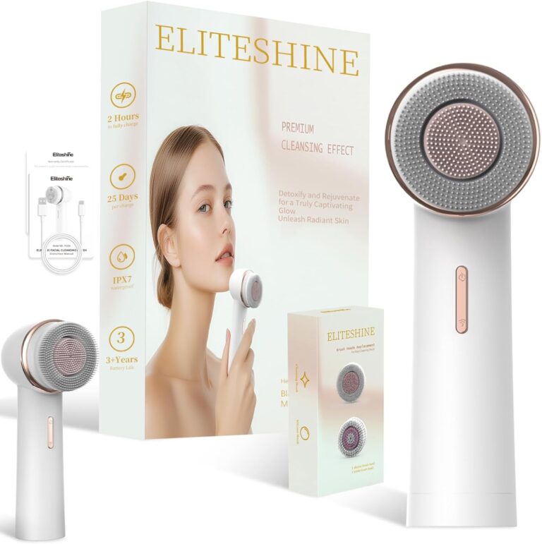 Electric Facial Cleansing Brush with Silicone and Bristle Brushheads,Gentle Electric Face Scrubber Exfoliator, Face Cleansing Brush, Face Wash Brush Machine, Rechargeable, Relief for Face Skin Issues