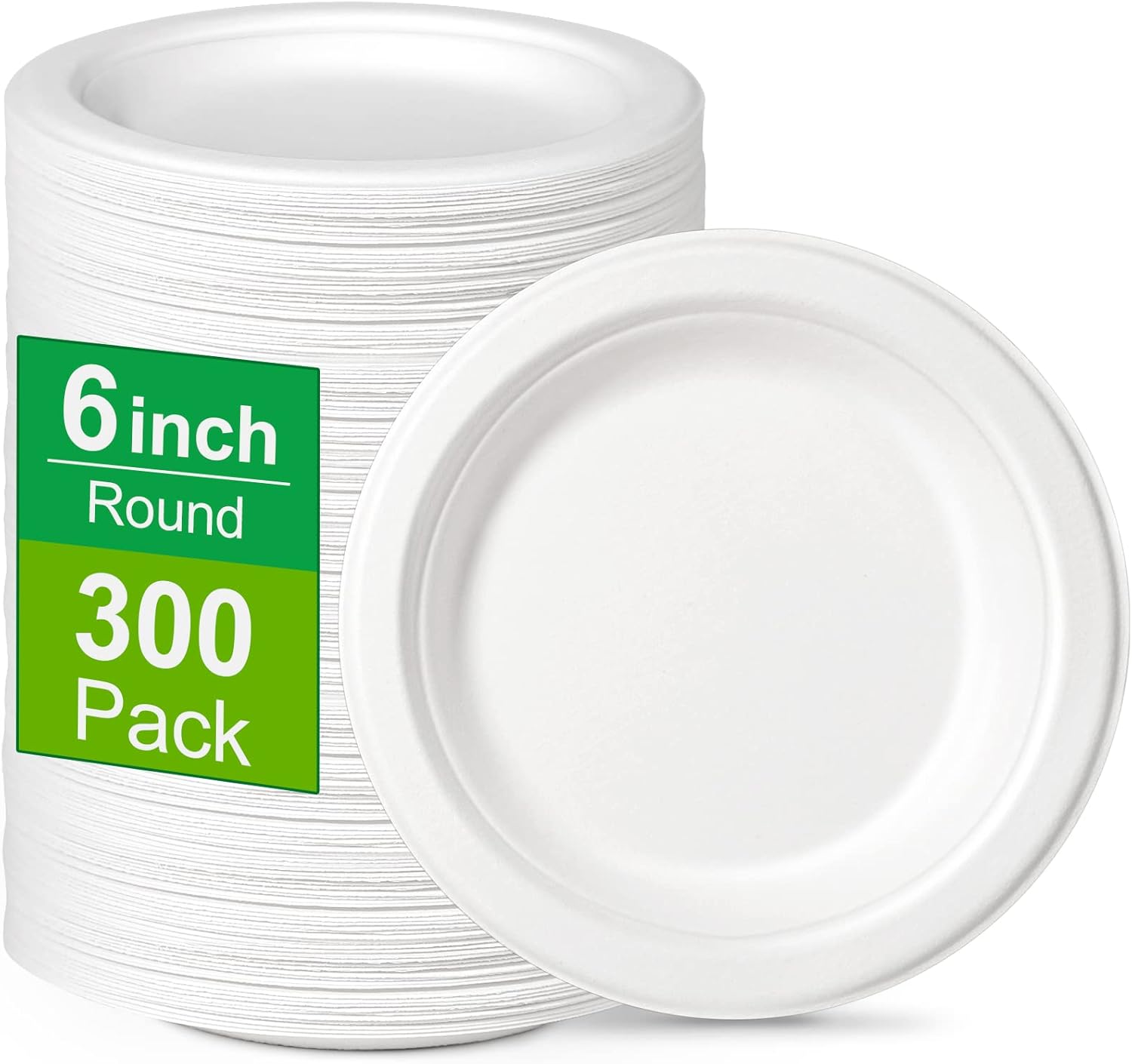 Greconv 300 Pack Small Compostable Paper Plates, 6 inch, Made from Sugarcane Fibers, Recycled, White Greconv 300 Pack Small Compostable Paper Plates, 6 inch, Made from Sugarcane Fibers, Recycled, White