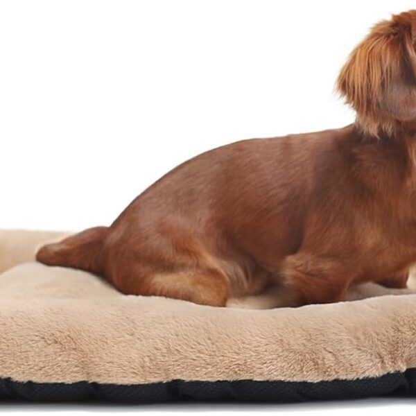 Dog Beds Crate Pad for Medium Dogs Fit Metal Crates or Cages,Ultra Soft Dog Kennel Mat for Crates Washable with Anti-Slip Bottom Kennel Pad for Dogs Cozy Sleeping Mattress,30" x 19",Light Brown