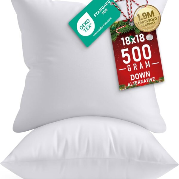 Utopia Bedding 18x18 Pillow Inserts, Set of 2, White  Indoor Decorative Throw Pillows for Bed, Sofa & Couch  Soft, Supportive & Fluffy Cushion Inserts