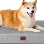 EHEYCIGA Waterproof Dog Bed Orthopedic 35"x23", Memory Foam Pet Bed for Larged Size Dogs, Washable Pet Mat with Removable Cover, Grey