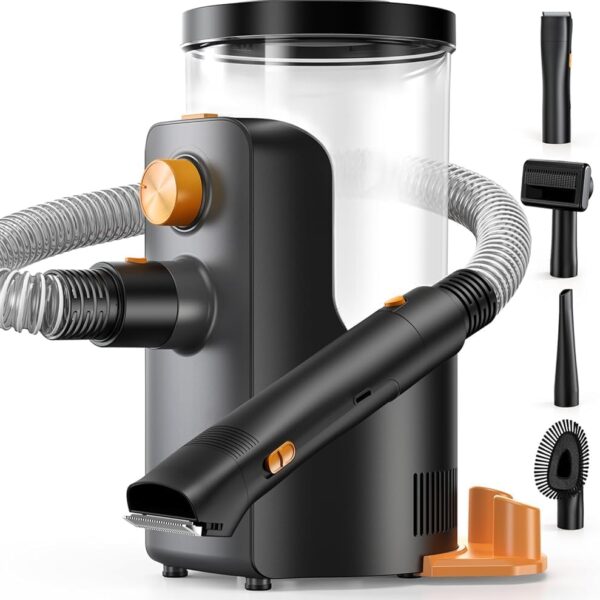 Dog Grooming Vacuum, 4.5L Extra-Large Dust Cup Dog Grooming Kit, 14000Pa High-Suction Pet Groomer with Clippers, Low-Noise All-in-One Shedding Control Set for Home Use
