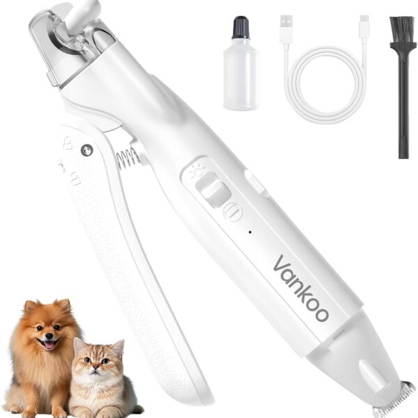 2 in 1 Dog & Cat Nail Clippers & Trimmers with LED Lights, Splash Guard - Pet Hair Trimmer for Around Paws, Ear, Eye,Face, Rump Rechargeable & IPX7 Waterproof Grooming Supplies for Dog, Cat