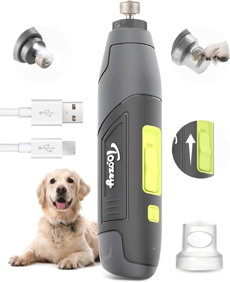 Toozey Dog Nail Grinder Upgraded to 3 Speeds with LED Lights - Rechargeable & Quiet Pet Nail Trimmer for Painless Paws Grooming, Professional for Small, Medium, Large Dogs and Cats