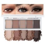 Hxssll Matte Neutral Cool Brown Eyeshadow Palette,5-Color Matte Taupe Beige Clay Mocha Charcoal Shades,Blendable Long-Lasting Cool-Tone Nude Smokey Eye Shadow Palette for Daily Natural & Mature Eyes