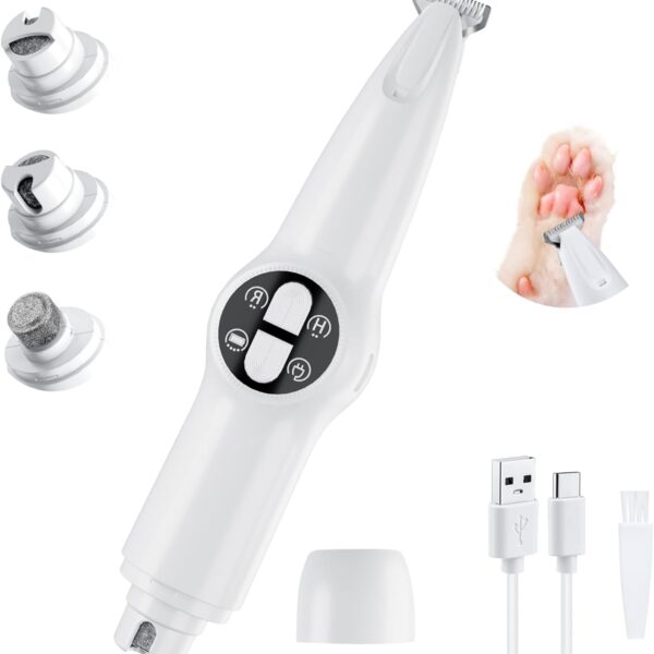 Mcbazel 2 in 1 Pet Micro Precision Trimmer & Nail Grinder, Multifunctional Rechargeable Pet Shaver Hair Nail Trimmer with LED Light for Paws Eyes Ears Face Buttocks for Large/Small Dogs and Cats