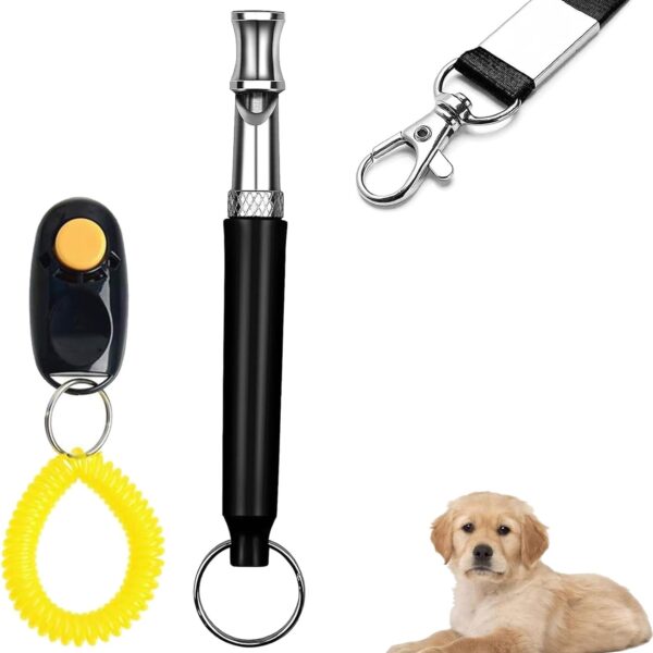 Dog Training Kit,Dog Whistle to Stop Barking Neighbors Dog,Dog Clicker for Training,Adjustable Ultrasonic Silent Dog Whistle(Black).