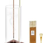 MACUSOO Incense Holder,Wooden Incense Holder for Sticks with 20 Incense Sticks, Anti-ash Incense Burner with Glass Ash Catcher for Meditation Yoga Spa Gift Home Decor