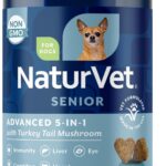 NaturVet Senior Advanced 5-in-1 Support Dog Supplement  Helps Support Immune System, Heart, Liver, Cognitive Function, Eye Health  Includes Ginkgo Biloba, Lutein  60 Ct.