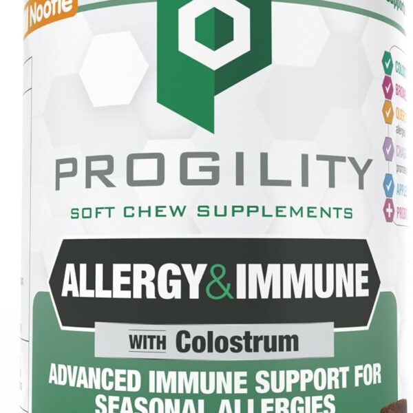 Progility Allergy & Immune Supplement for Dogs  Advanced Daily Immune System & Seasonal Allergy Support with Probiotics, Soft Chews (90 Count)