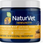 NaturVet Mushroom Max Advanced Immune Support Dog Supplement  Helps Strengthen Immunity, Overall Health for Dogs  Includes Shitake Mushrooms, Reishi, Turkey Tail  60 Ct.