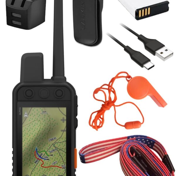 Wearable4U - Garmin Alpha 300i Advanced Dog Tracking and Training Handheld with inReach Technology with Leash and Whistle Bundle