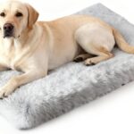 Orthopedic Dog Bed for Medium Dogs, Dual-Layer Memory & Egg-Crate Foam, Washable Warm Winter Plush Cover, Waterproof Liner, Non-Slip Bottom, Crate/Kennel Pad, 35 x 22 Inch, Gray