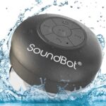 Soundbot Waterproof Shower Speaker HD Water Resistant Bluetooth Handsfree Portable with Loud Clear Sounds 6+hrs of Playtime, Wireless Suction Cup Small Durable for Outdoors Travel Home SB510 (Black)