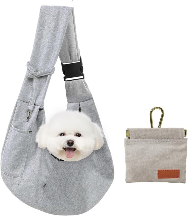 CONLI Small Dog Carrier Sling with Adjustable Strap & Dual Safety - Features Storage Pocket & Detachable Treat Pouch, Hands-Free Pet Sling for Chihuahuas, Yorkies Under 12lbs for Walking, Hiking