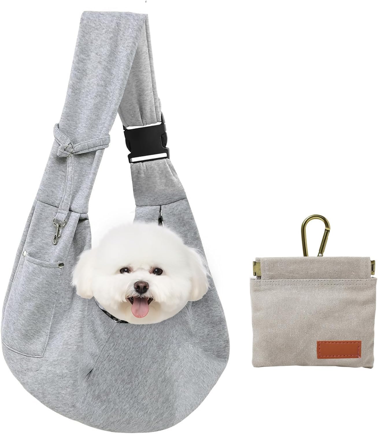 CONLI Small Dog Carrier Sling with Adjustable Strap & Dual Safety - Features Storage Pocket & Detachable Treat Pouch, Hands-Free Pet Sling for Chihuahuas, Yorkies Under 12lbs for Walking, Hiking CONLI Small Dog Carrier Sling with Adjustable Strap & Dual Safety - Features Storage Pocket & Detachable Treat Pouch, Hands-Free Pet Sling for Chihuahuas, Yorkies Under 12lbs for Walking, Hiking